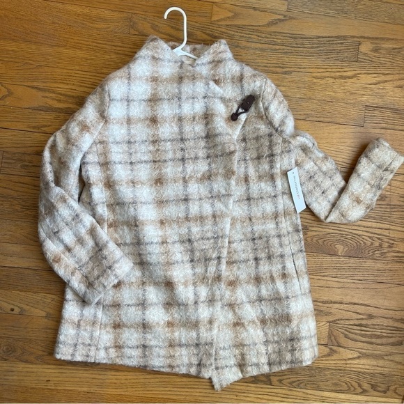 Liz Claiborne Jackets & Blazers - NEW Liz Claiborne Side Tab Cross Over Flannel Jacket Cream Beige Sz Medium NWT